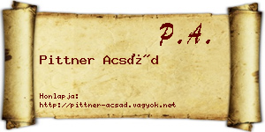 Pittner Acsád névjegykártya